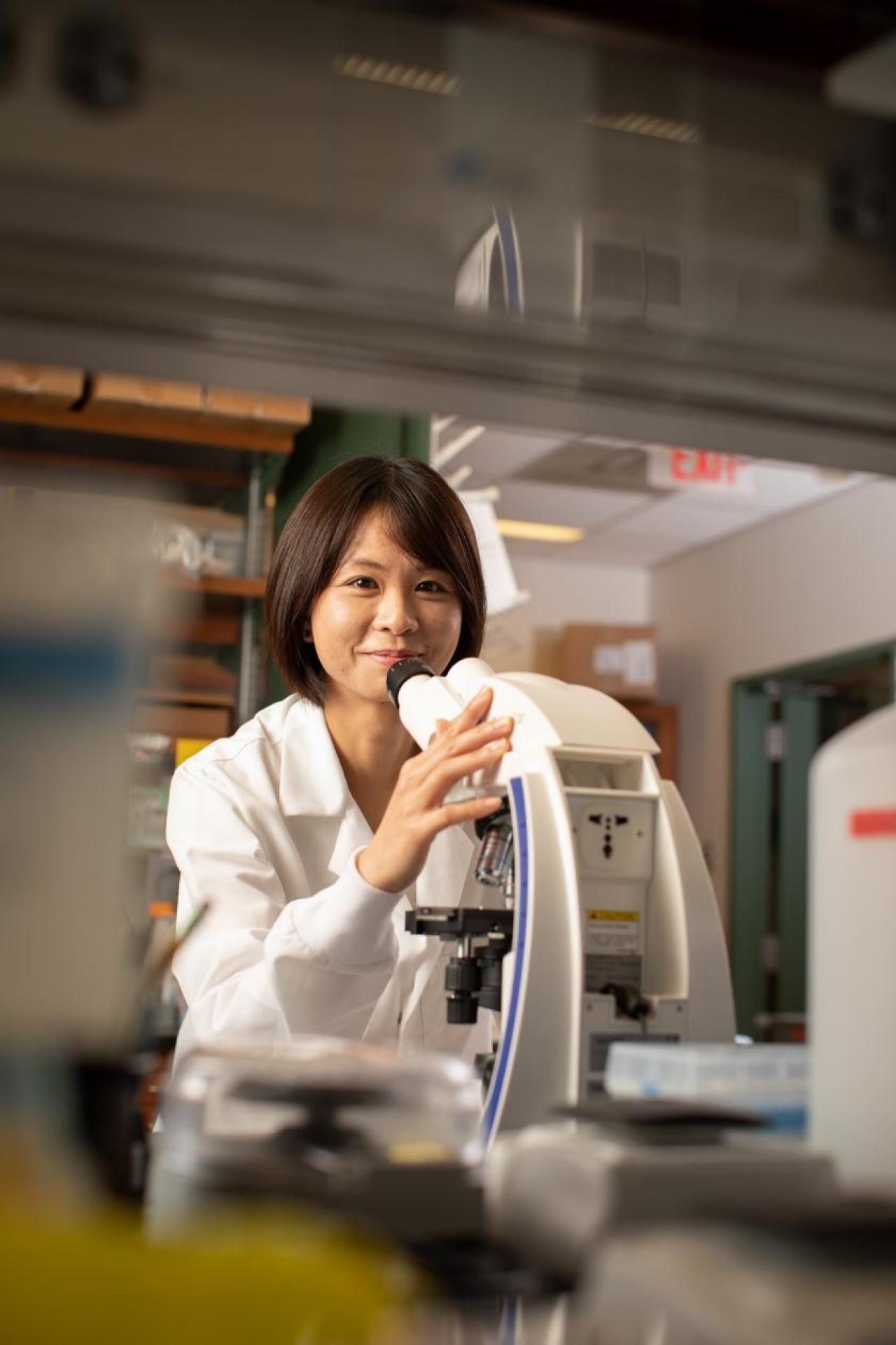 Christine Chio, PhD, in the lab