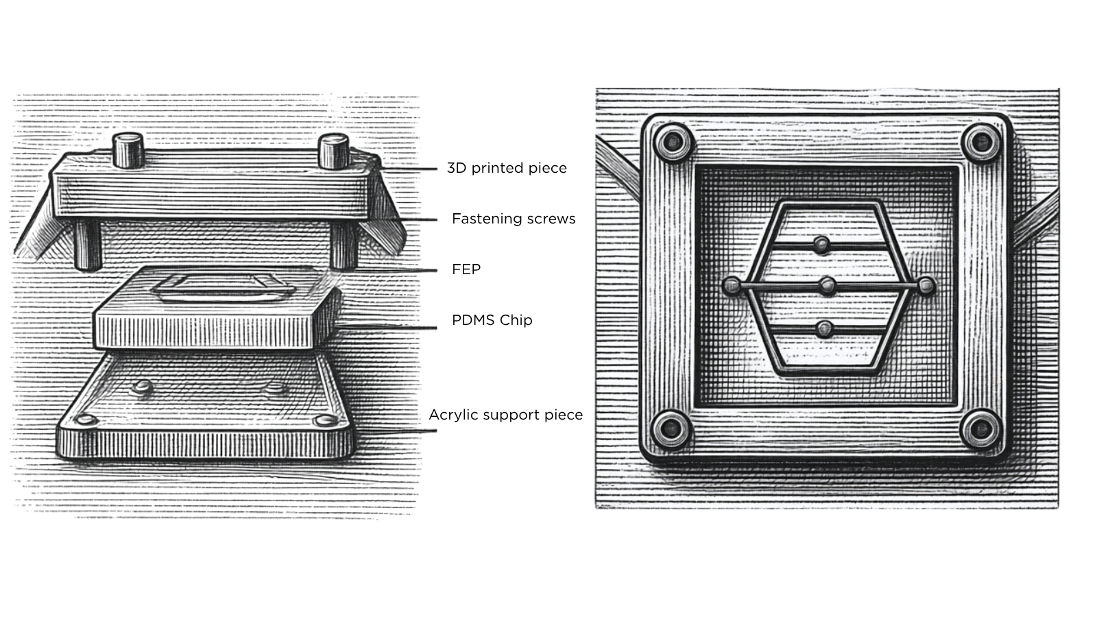 Digital rendering of a microfluidic device engineered to test drug responses in living brain tumor slices