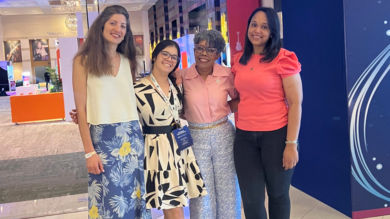 Yoanna Pumpalova with HGPS colleagues Karla Marie Disla Pineda, Dolores Mejia, and Wendy Rosario Medina, a primary care physician, at the XIII Congreso Internacional de Medicina Familiar y Comunitaria in Lima.