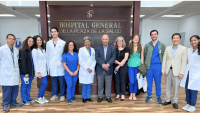 Columbia’s Yoanna Pumpalova, Chin Hur, Mary Beth Terry, and Rafael Lantigua during their first visit with partnering clinicians and community health leaders at Hospital General de la Plaza de la Salud (HGPS) in Santo Domingo.