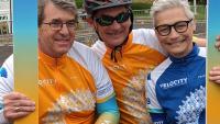 The Leibys with Dr. John Chabot (center) at Velocity Ride 2019